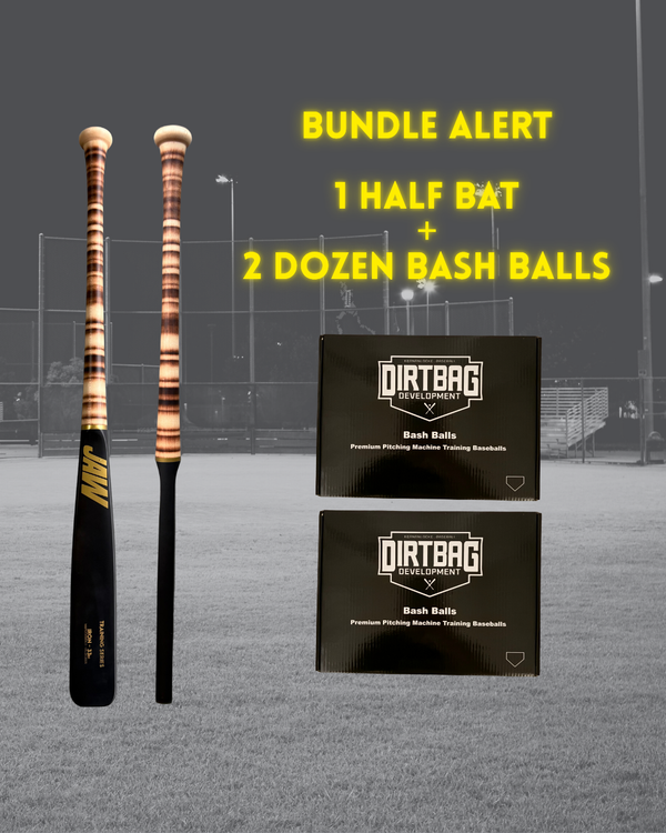 Half Bat + Bash Ball Bundle (Jaw "The Iron" Half Bat w Two Dozen Bash Balls)
